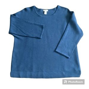 Chico’s Blue Ribbed Knit Sweater
